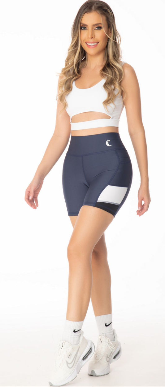 Conjunto Short Bolsillo Cortes Azul Navy